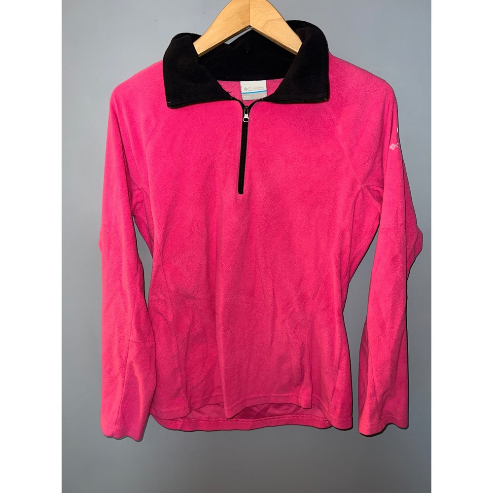 Columbia Womens Hot Pink Fleece Half Zip Pullover Breast Cancer Awareness Medium